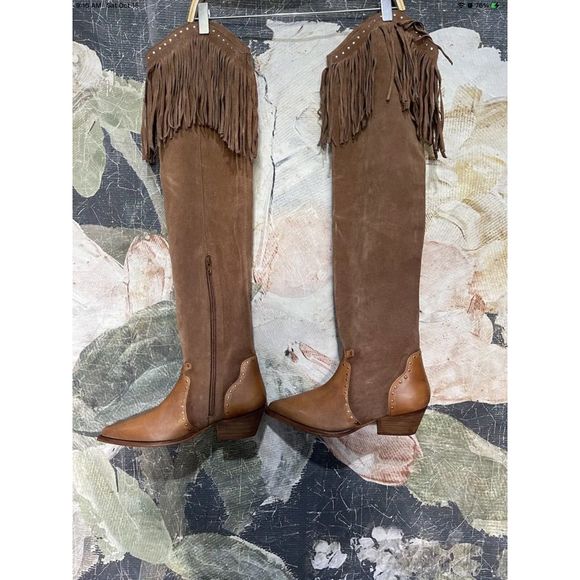 New Free People Sage Fringe Over-The-Knee Boots Size 39.5 - Picture 3 of 6
